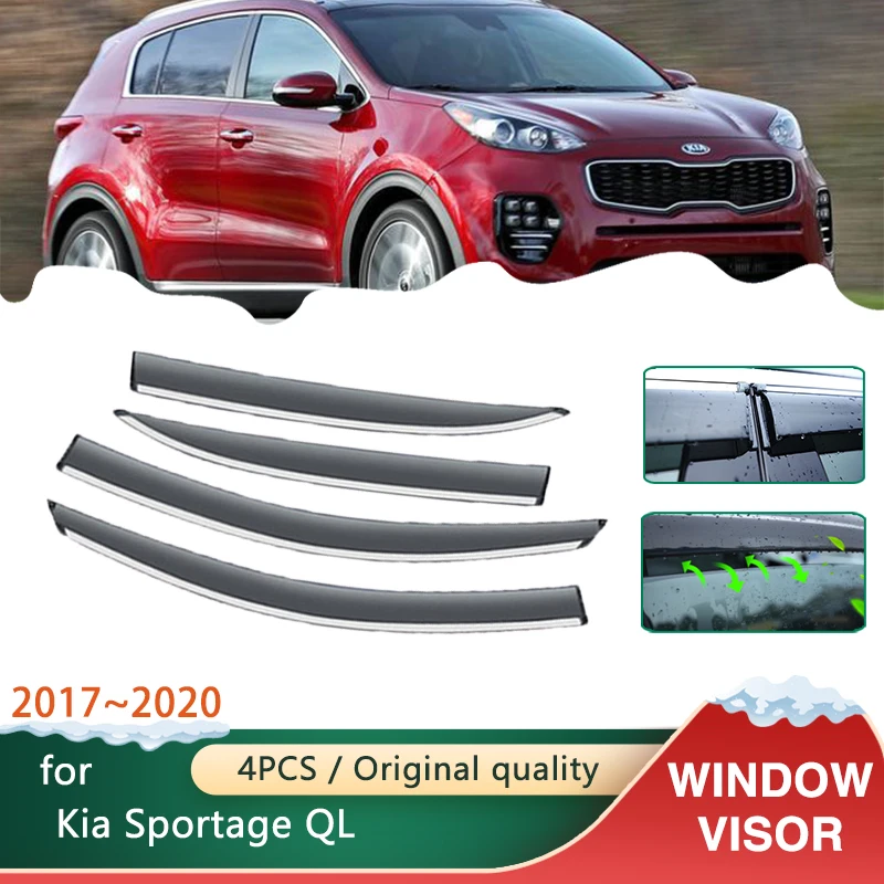 

Car Side Windows Visors for Kia Sportage QL 4 KX5 2017 2018 2019 2020 Accessories Awnings Sun Rain Smoke Shades Guard Deflector