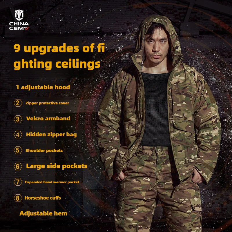 New Heat Reflective Camouflage Outdoor Tactical Cotton Jacket for Men, Cold resistant, Warm and Wear resistant Cotton Coat