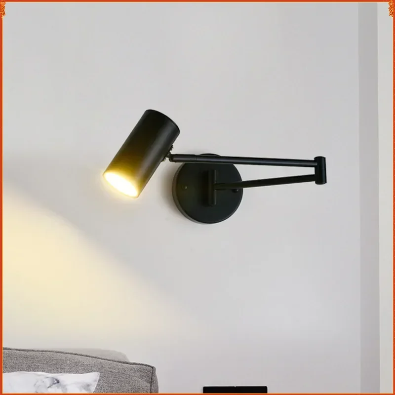 

Nordic Creative Long Pole Rocker Arm LED Wall Lamp Living Room Study Folding Telescopic Light Switch Home Decoration Lighting