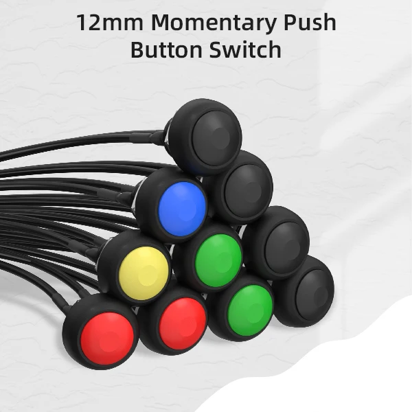 DaierTek 5PCS 12mm Momentary Push Button Switch On Off Mini Round Switch Waterproof PBS-33B 3A 125V AC mit vorgelötetem Draht – Detail 2