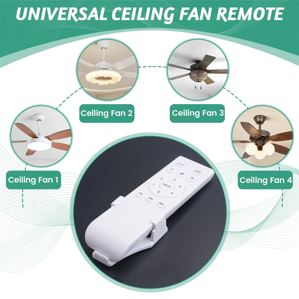 Kit de Control remoto Universal para ventilador de techo, reemplazo remoto para luz de ventilador de techo CC, 6 velocidades y temporizador