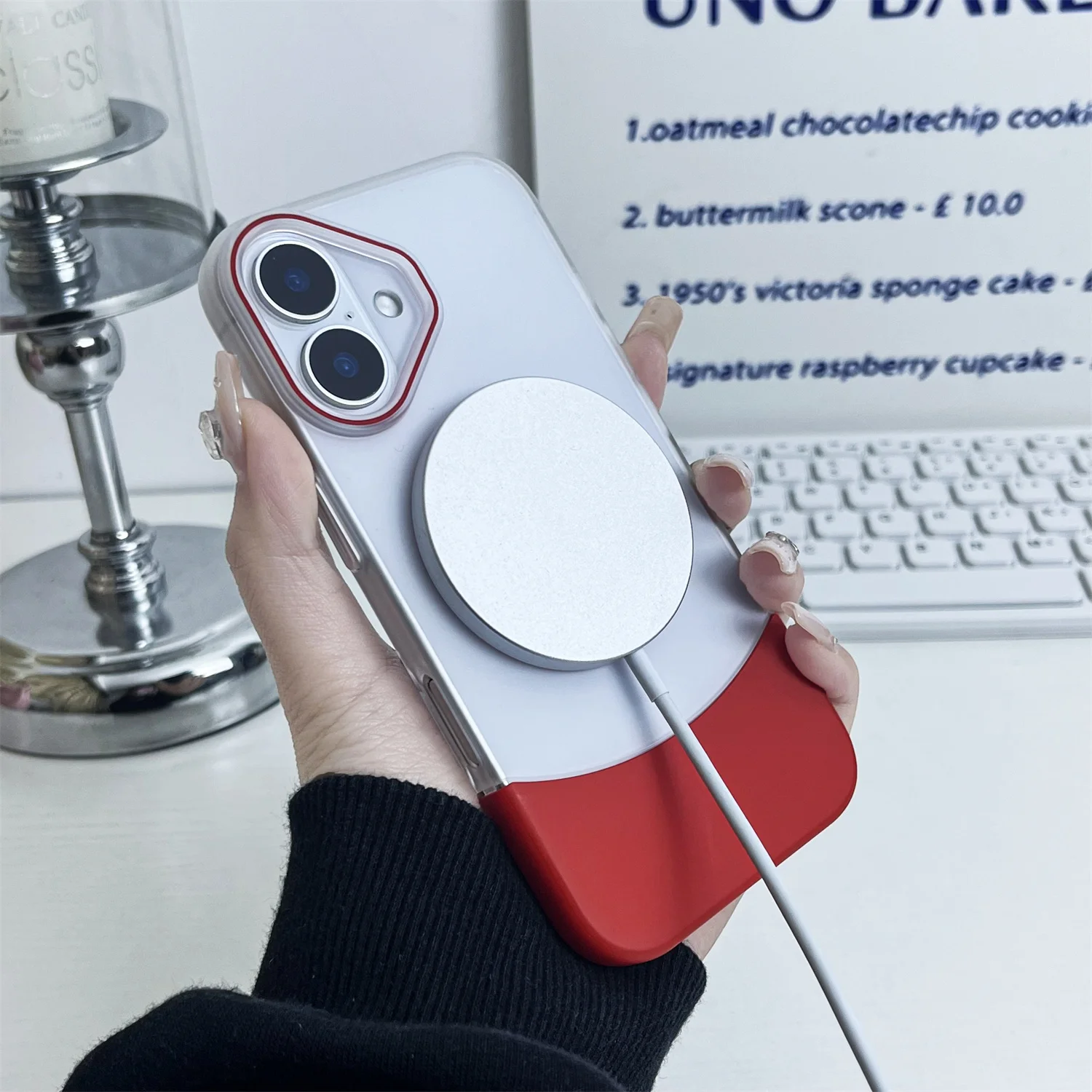 2025 신형 PC 캔디 컬러 클래시 맥세이프 케이스 (아이폰 15 14 13 12 11 16 Pro Max Plus 무선 충전 매트 탈착식 커버)