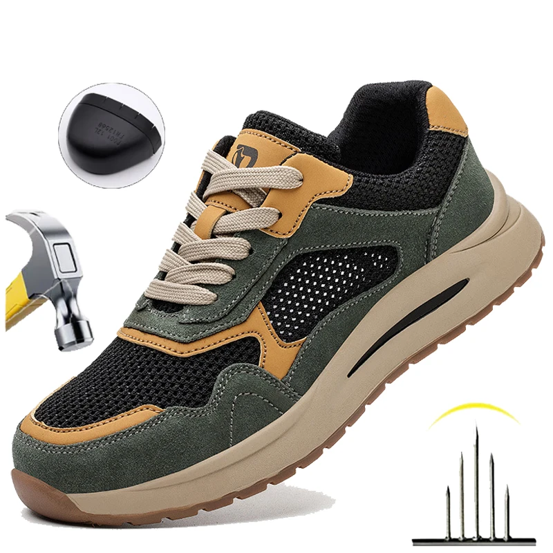 

Men Safety Shoes Steel Toe Cap Work Sneakers Woemens Protective Shoes Outdoor Anti-smash Anti-puncture Indestructible Shoes