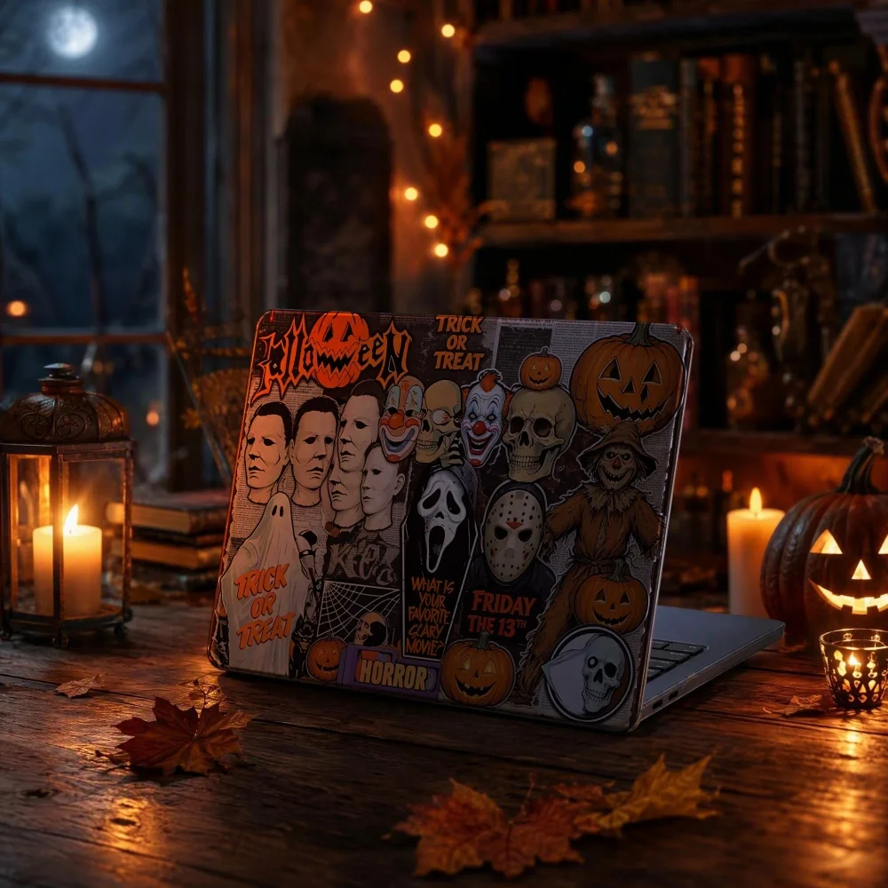 Retro Scary Halloween for MacBook Air 13 inch Case M5 M4 M3 M2 Pro 14/16 Neo case Novelty Premium Pattern Hardshell Laptop Case