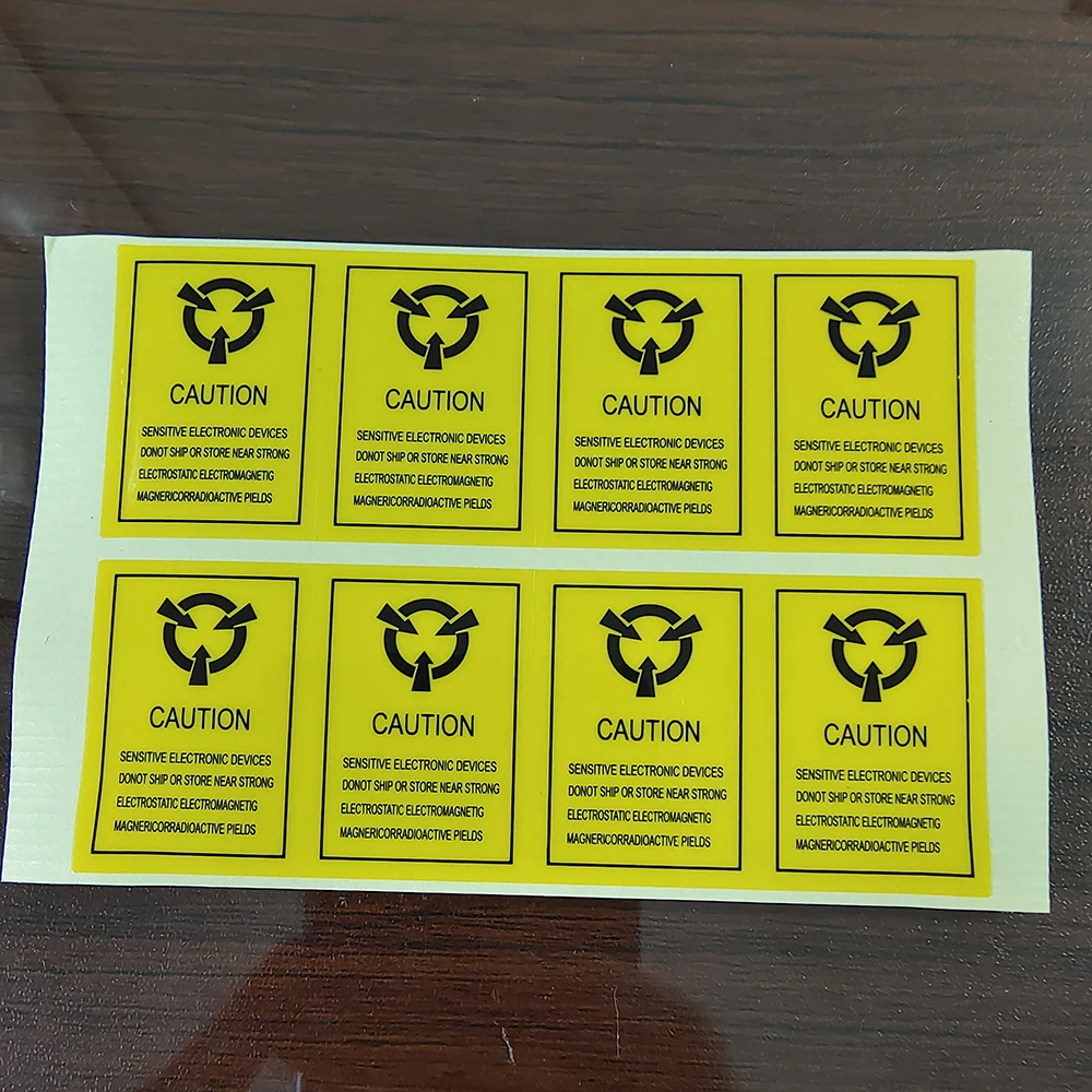 100pcs CAUTION STATIC SENSITIVE DEVICES Electronics Products Safety Warning Label Static-free Workstation Reminder Sticker