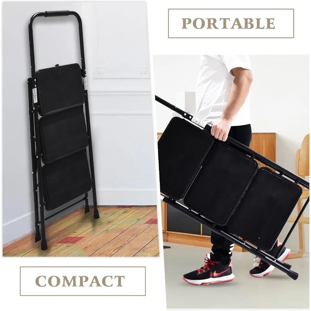 складной 3-ступенчатый табурет с поручнями для взрослых — вместимость 330 фунтов, легкий и портативный.