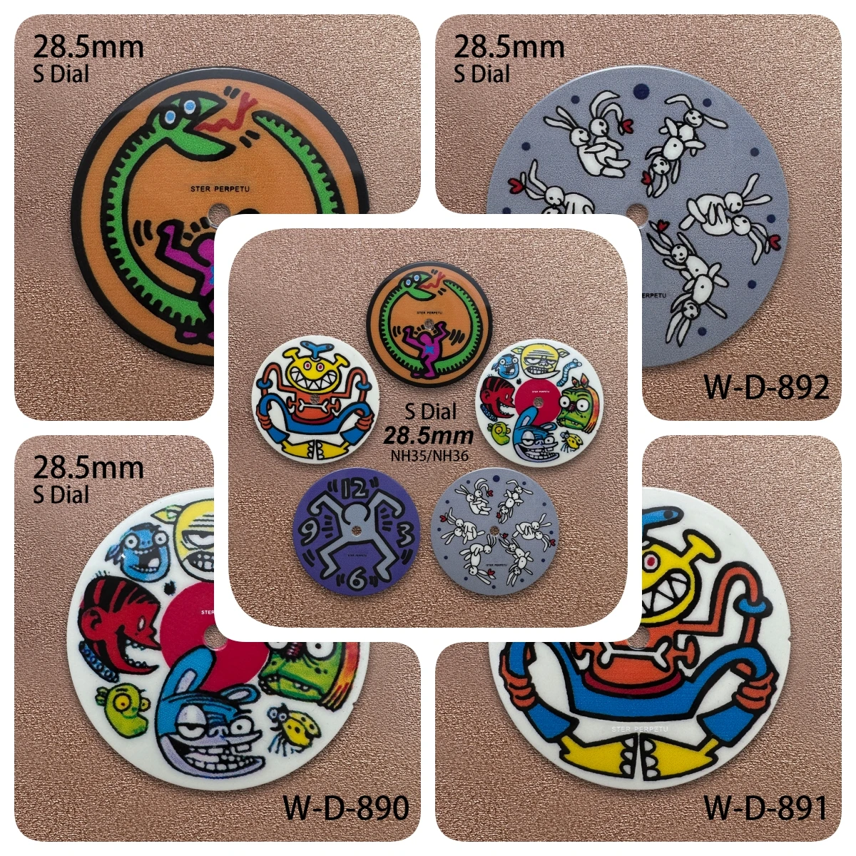 

28.5mm Comic S Logo Dial Suitable For NH35/NH36/7S/4R Japanese Movement Colorful Cartoon Dial Watch Modification Accessories