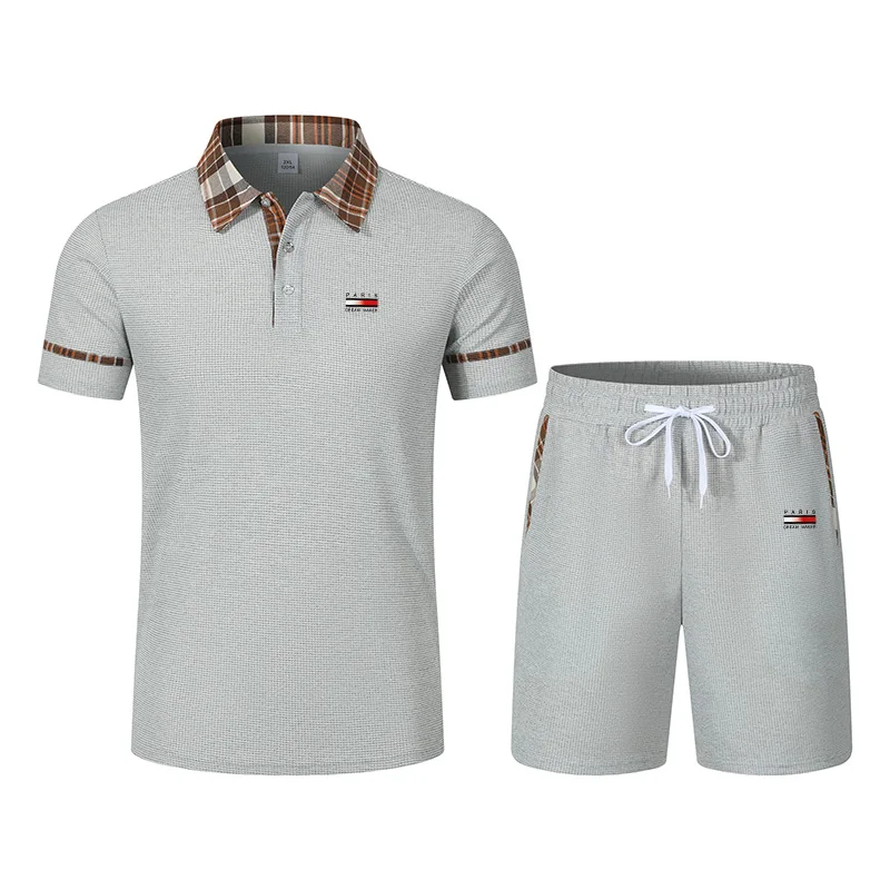 

Men's Summer Business Casual Two-Piece Set Polo Shirt And Drawstring Shorts Short Sleeve Breathable POLO Shirt Suit Tracksuit