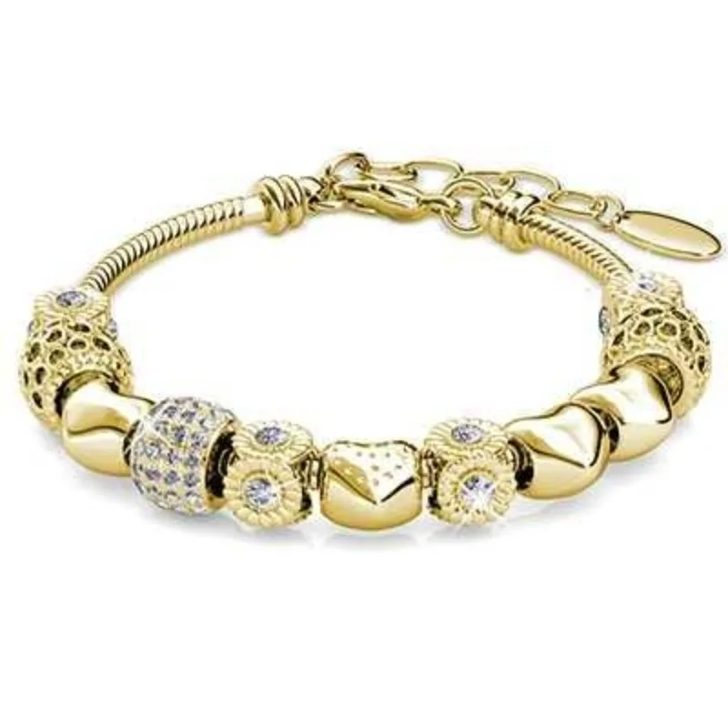 

Daisini золотой цвет сердце любви кристаллы от Swarovski браслеты-подвески женские DIY хрустальные бусины брендовые браслеты ювелирные изделия