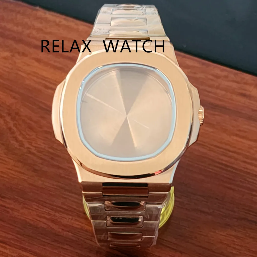40mm PVD ROSE GOLD Watch Case Fits Nh35 Nh36 Pt5000 Eta2836 Miyota 8215 Automatic Movement Sapphire Crystal Square Case Nautilus