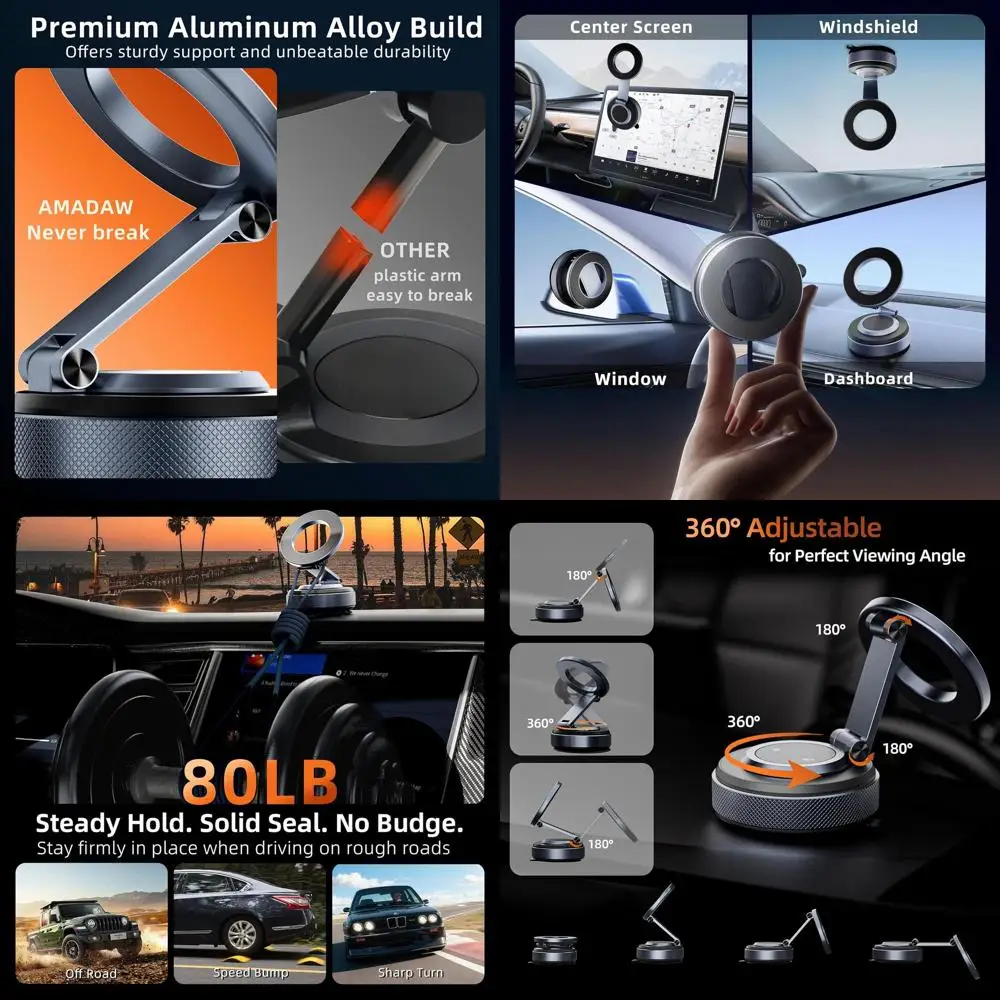 

Enhanced 360° Rotatable Magnetic Car Phone Holder with Premium Magnets for iPhone 17 Pro Max and Series 16-12