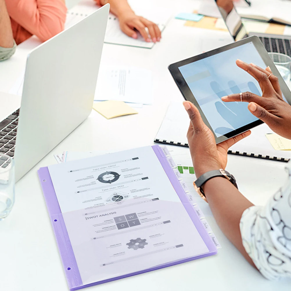 8 pièces poches pour classeur à 3 anneaux A4 dossier à feuilles mobiles classeur sacs de rangement dossiers de documents classeur organisateur pour bureau