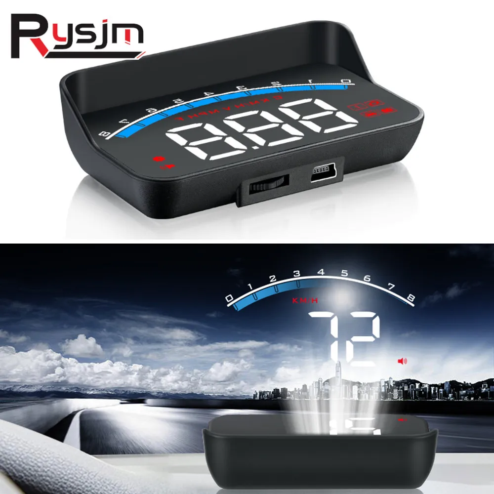 M6S Car Head Up Display HUD Display OBD2 GAUGE Digital Security Alarm Speedometer Windshield Screen Projector Customized