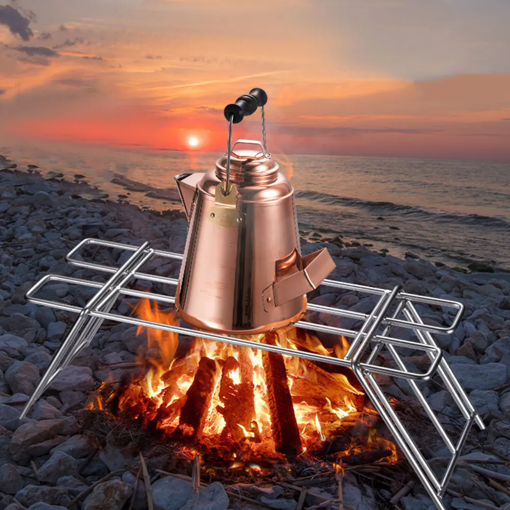 

Thickened Stainless Steel BBQ Mesh Outdoor Grill Camp Fire Rack Silver Barbecue Net for Camping Multi-purpose Grilling Geometric
