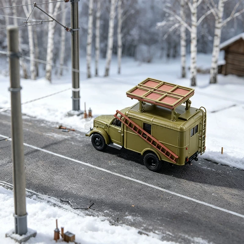 Diecast 1:43 Scale TV-3 Extendable Tower GAZ-51A Maintenance Engineering Vehicle Alloy Car Model