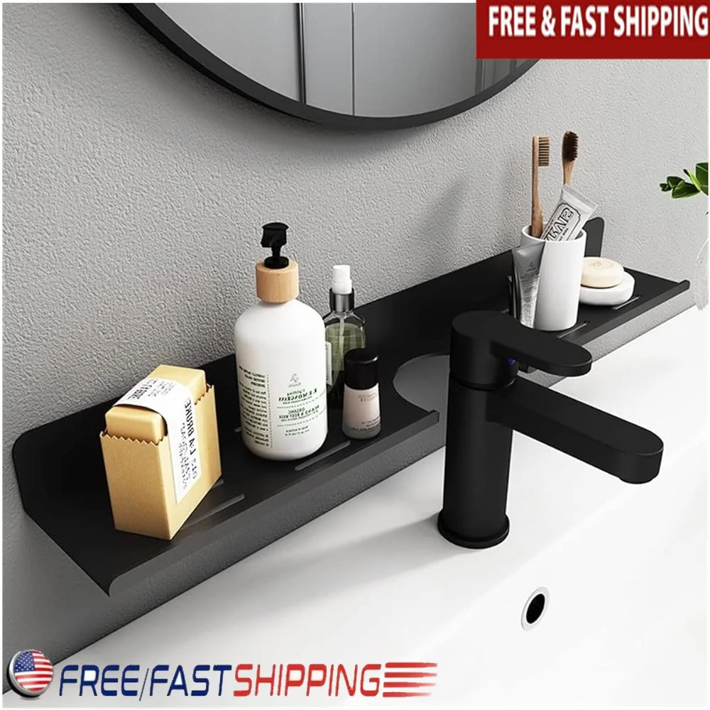 

17 Inch Acrylic Bathroom Shelf Organizer Over Sink Space Saver Drying Rack Lightweight Rust Proof Countertop Storage