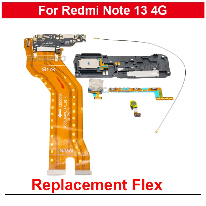 

For Redmi Note 13 4G Signal Antenna + Fingerprint Flex +Earpiece Ear Speaker Main Board Flex Cable Replacement Parts