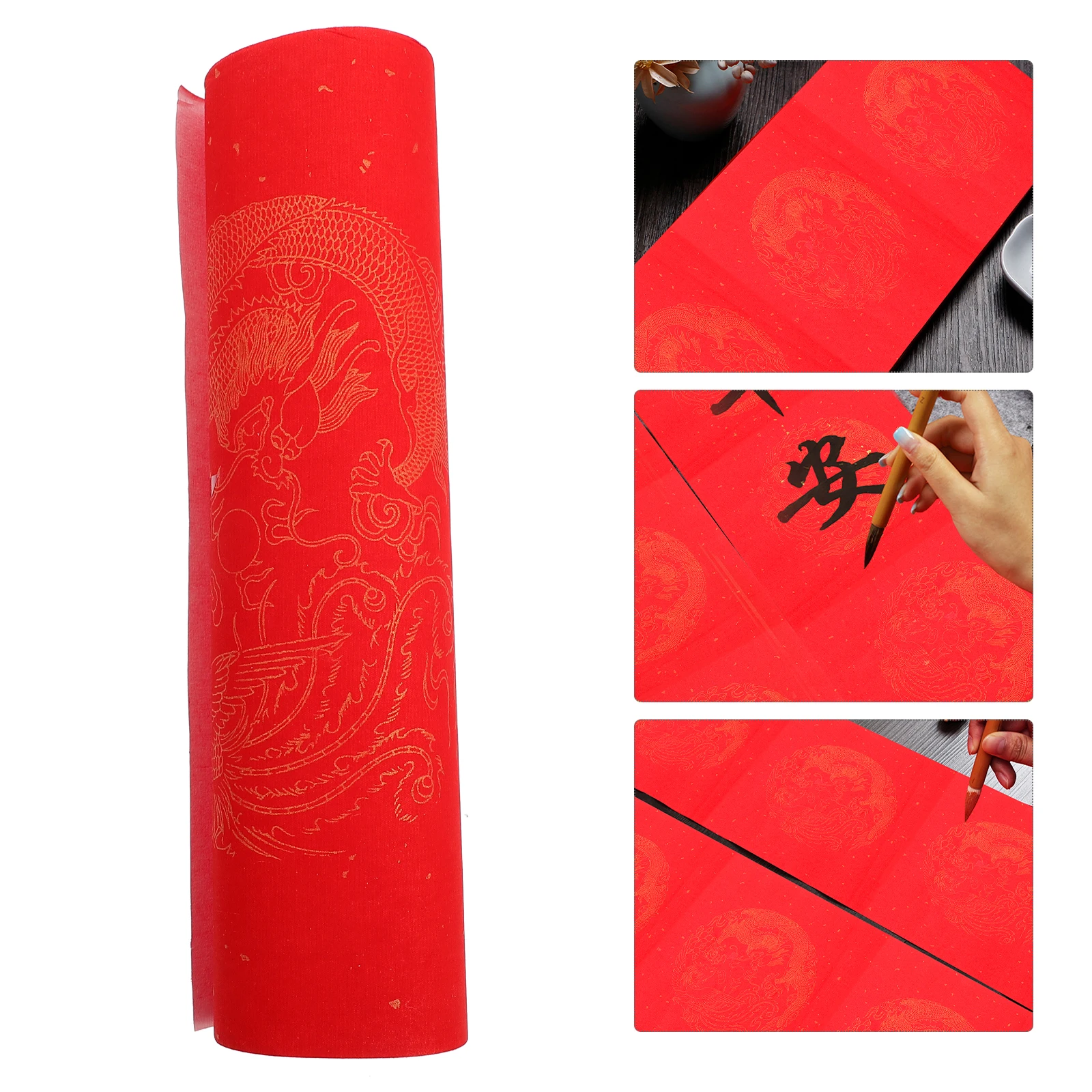

1 Roll Thickened Red Xuan Blank Couplet Scroll Writing Paper For Wedding New Year Festival Lightweight Compact Art Sketching