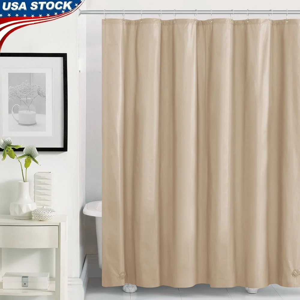 بطانة دش متينة مقاومة للماء من مادة PEVA مقاس 72 × 72 ثقيلة الوزن ذات 3 قياسات للحمام، تصميم صلب أساسي سهل التنظيف وخالي من الكلوريد #1