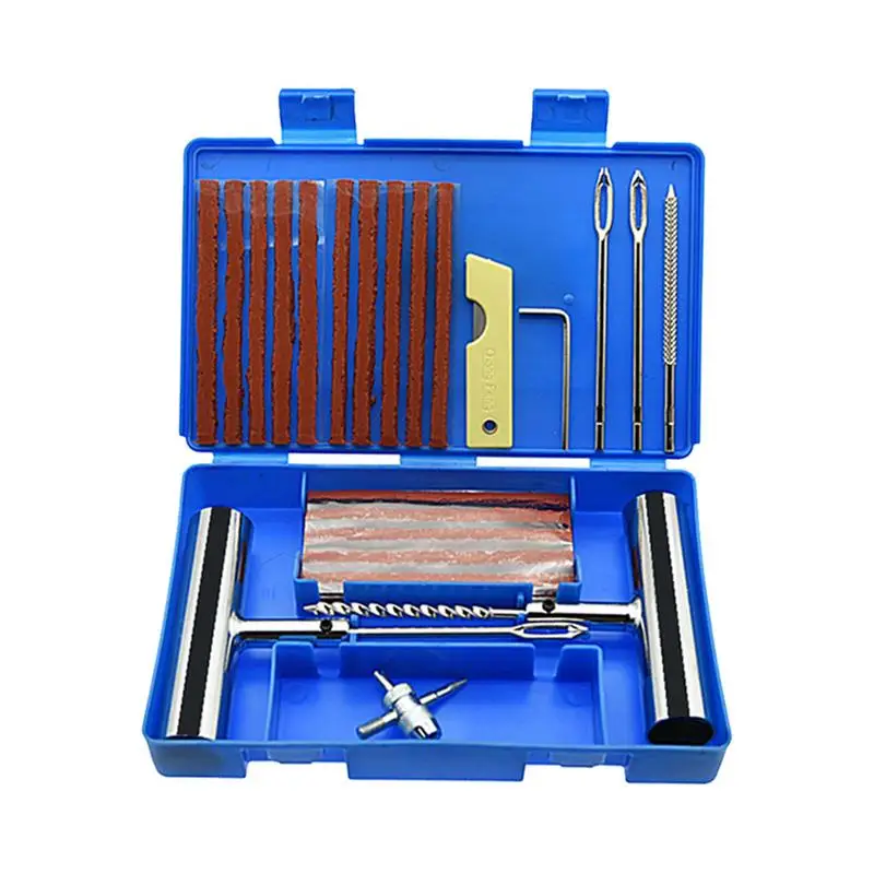 Tire Repair Plug Kit Flat Tire Puncture Repair Kit Effective and Heavy Duty Patch Kit Tubeless T-Handle Rope Plug Portable and