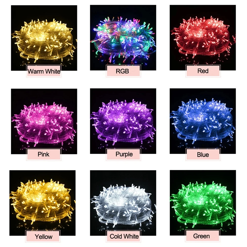 10 متر 100 المصابيح LED سلسلة ضوء التيار المتناوب 220 فولت 110 فولت مصابيح اكليل مقاوم للماء في الهواء الطلق جارلاند حفلة عطلة عيد الميلاد الزفاف الديكور #2