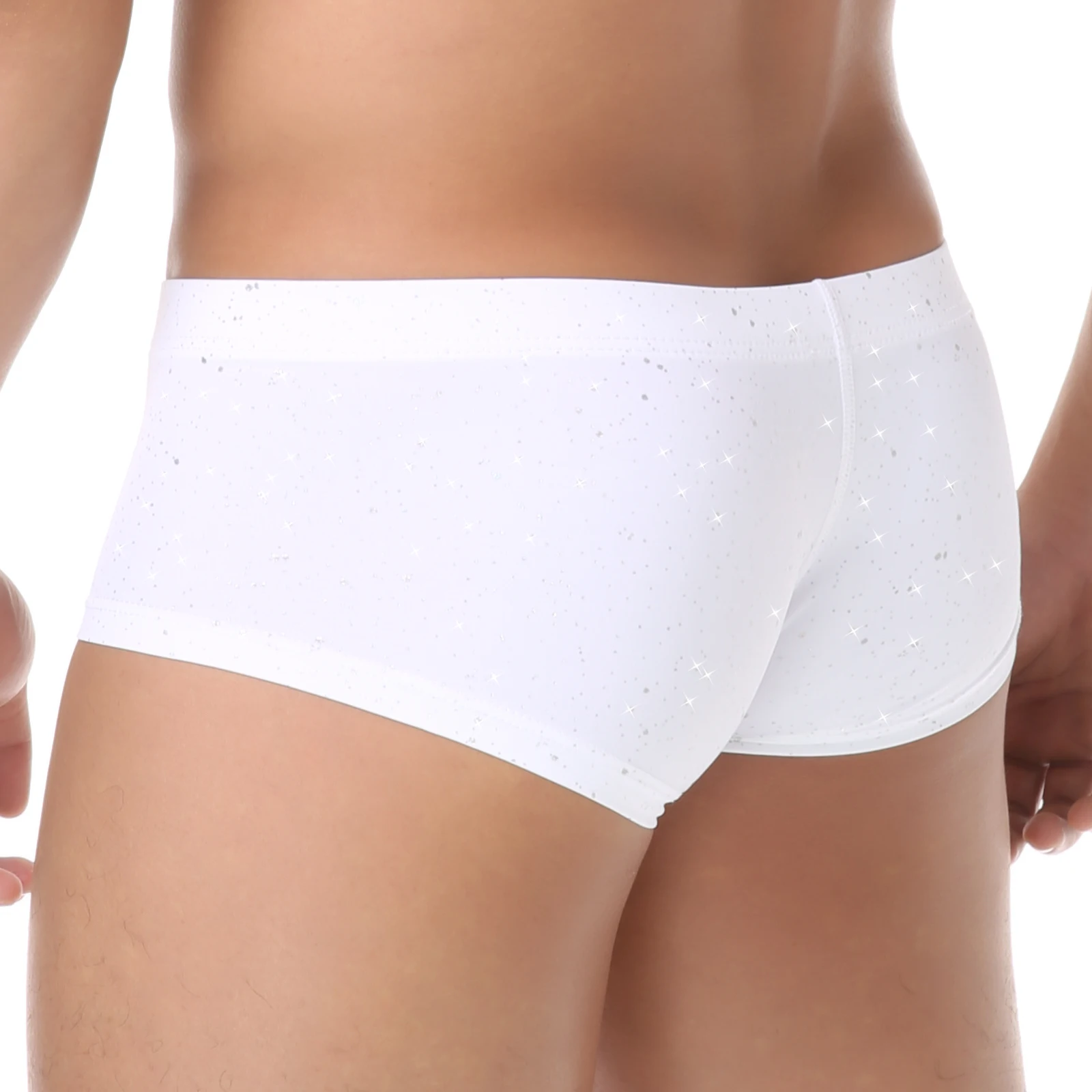 الرجال الترتر الملاكمين السراويل الرياضية صالات رياضية التدريب الملابس الداخلية منخفضة الخصر الانتفاخ الحقيبة مريحة سريعة الجافة الذكور السروال #2