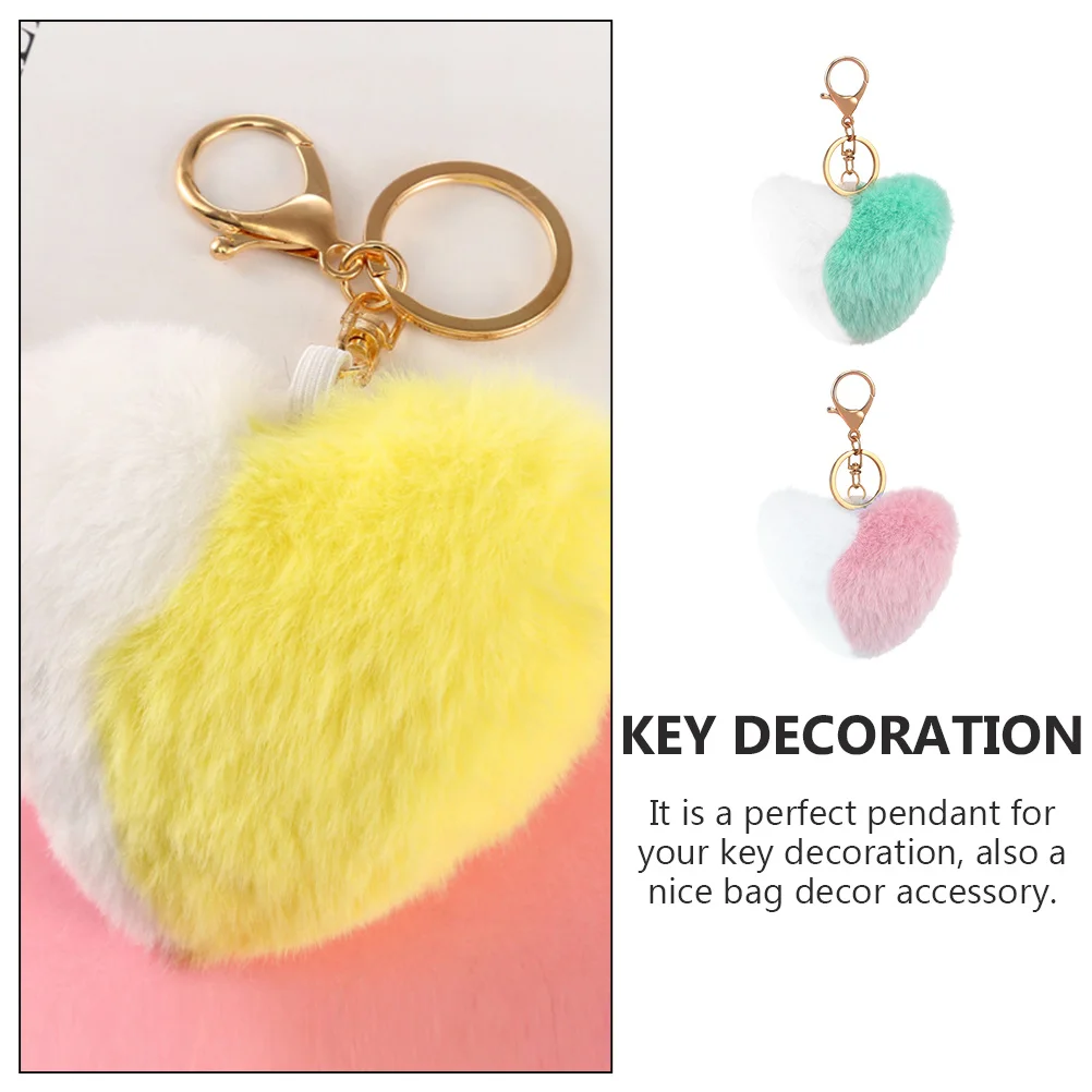 

2Pcs Heart Style Key Alloy Key Ring Bag Car Pendant Decorative Accessory Chic Hanging Ornament