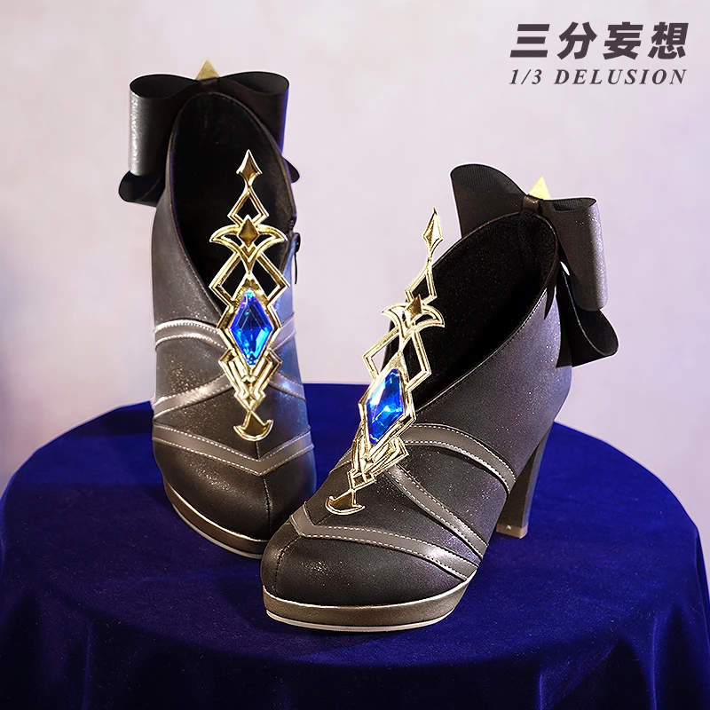 Anime Genshin Impact Navia Schuhe Spiel Stiefel Cosplay Kostüme hochwertige Navia Schuhe Zubehör Karneval Halloween für Frauen