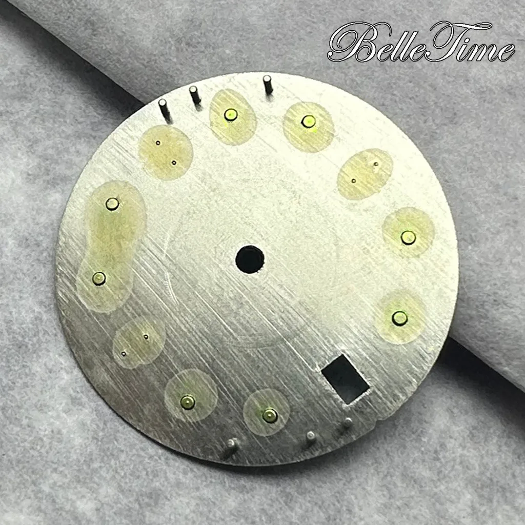 28.5mm Dial Watch Silver Gold Red Green Black Blue Grey Date Window Luminous  Dial Fit NH35 /NH36/4R/7S Automatic Movement