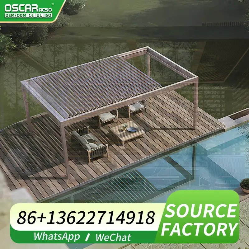 

Outdoor Patio Canopy Waterproof Slats Motorized Louvered Aluminum Shade for Garden Window Balcony pergolas