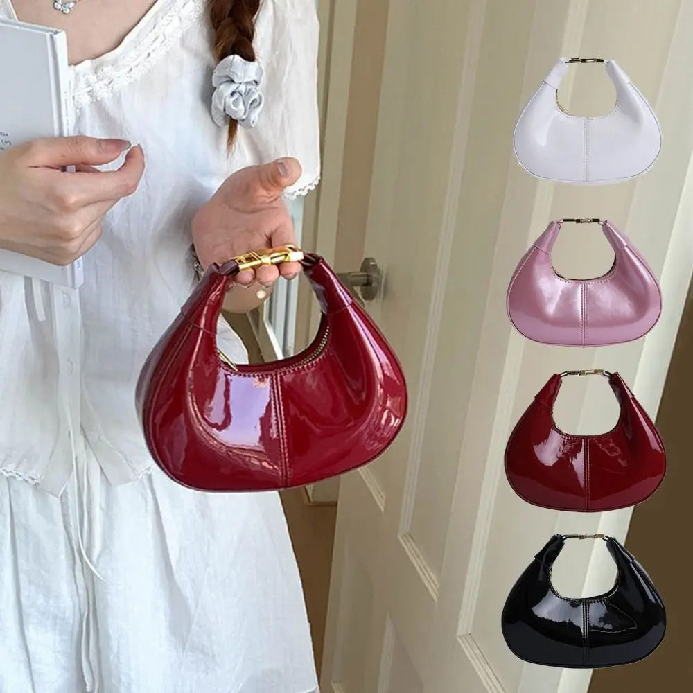 

Fashion Solid Color Half-moon Crescent Bag Y2k Versatile Pu Leather Handbag Leisure Simple Women's Coin Purses Ladies