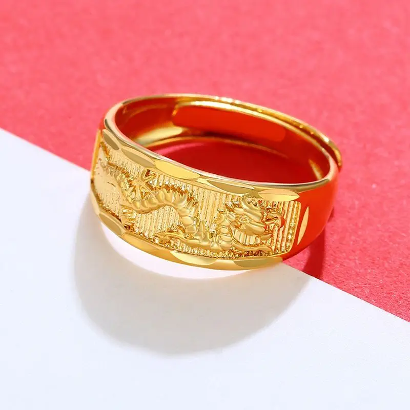 أسعار الجملة - خواتم التنين للرجال والنساء لون الذهب الخالص الأزياء والمجوهرات لا النيكل #1