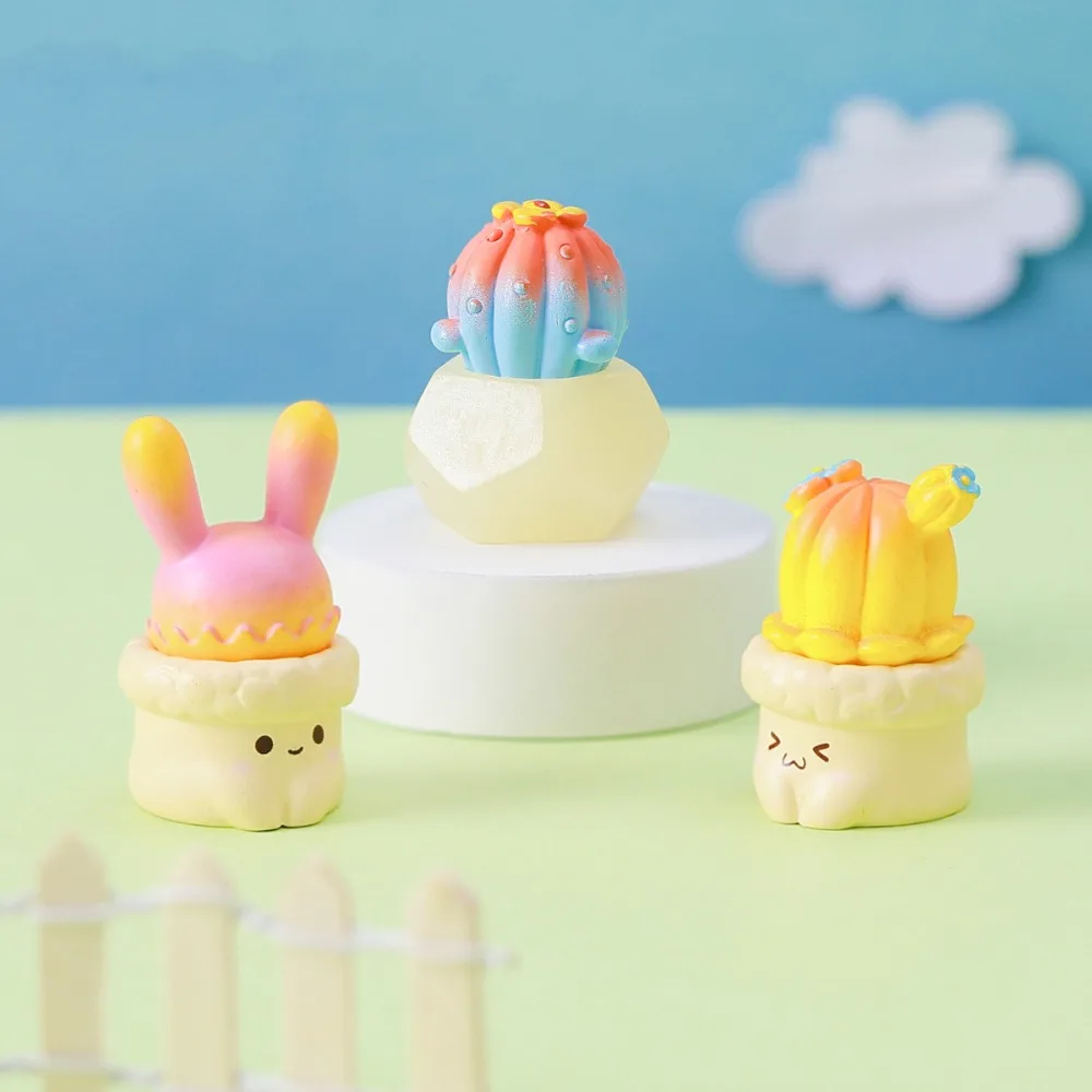 

Landscape Decoration Creative Cacti Resin Models Dreamy Colorful Mini Succulent Decoration Cute Cartoon Cute Cacti Models