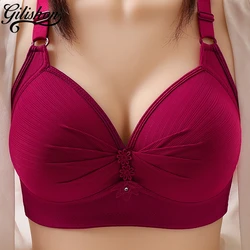 Roupa interior feminina sexy de tamanho grande, sem anel de aço, lingerie confortável, sutiã push up, sutiã fino respirável, BC Cup Bras