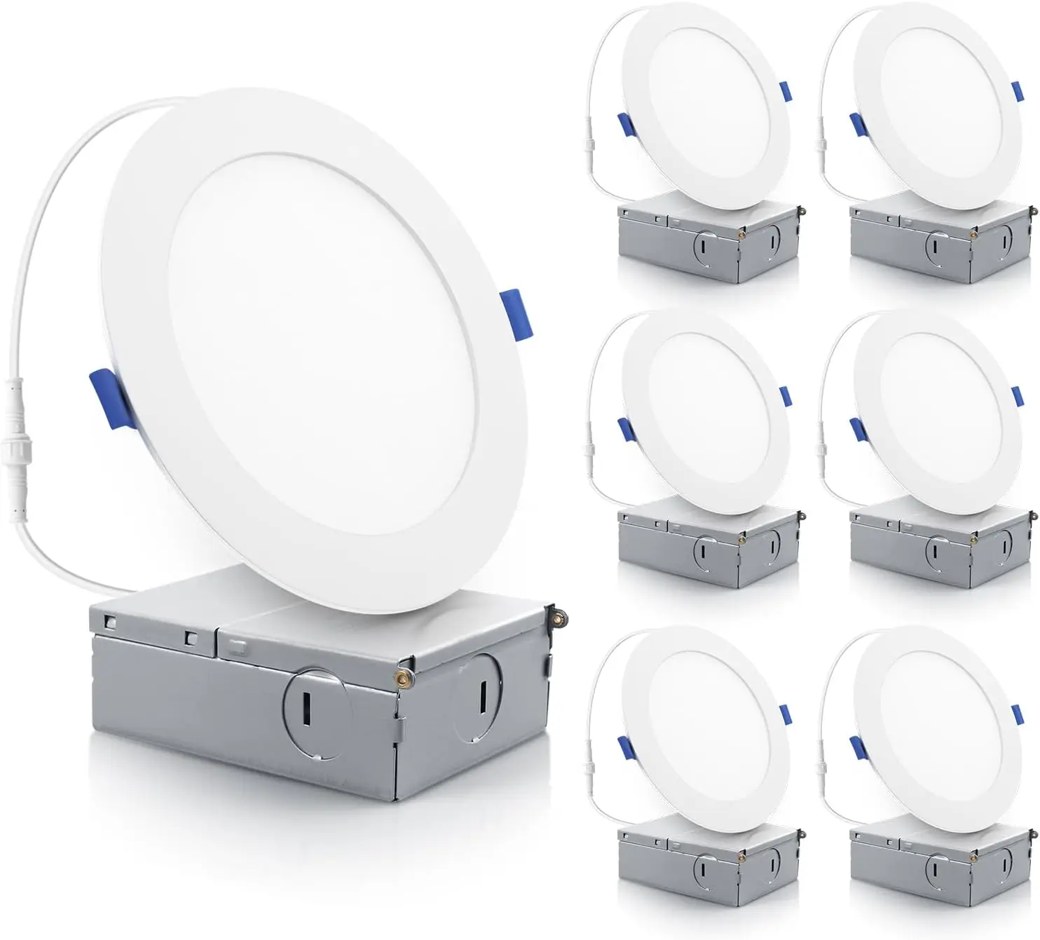 

6-дюймовые ультратонкие светодиодные встраиваемые светильники, 12 Вт, 1100 лм, 5000 К, без баллонных светильников с регулируемой яркостью, внесен в список ETL, 6 шт.