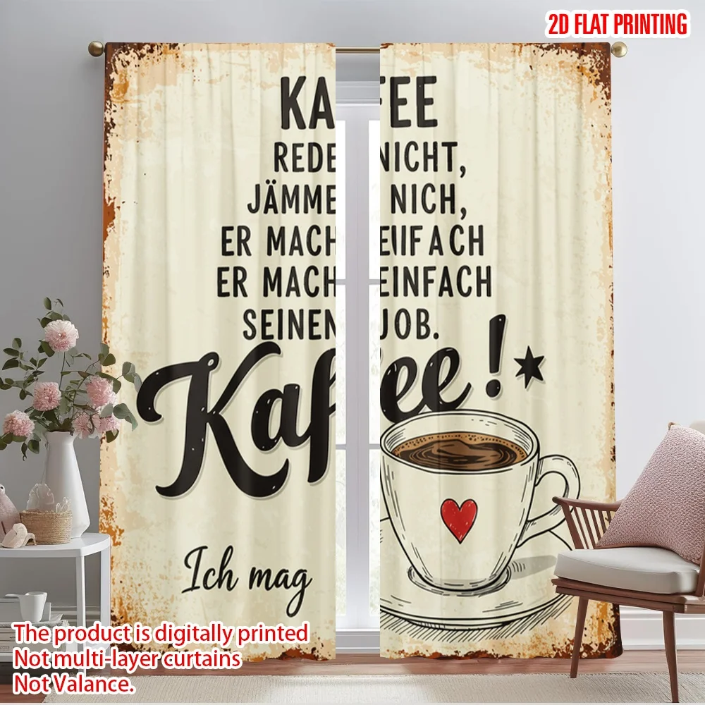 

2pcs 2D flat printing Party Curtain Coffee Talking Doing Job Fabric Without Electricity 0 Perfect for Door Wall Yard