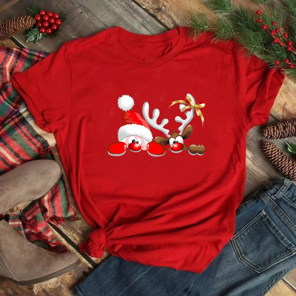 

Christmas Elk t-shirt girl Psychedelic harajuku Punk anime aesthetic 2000s tshirt Classic Y2k women Breathable