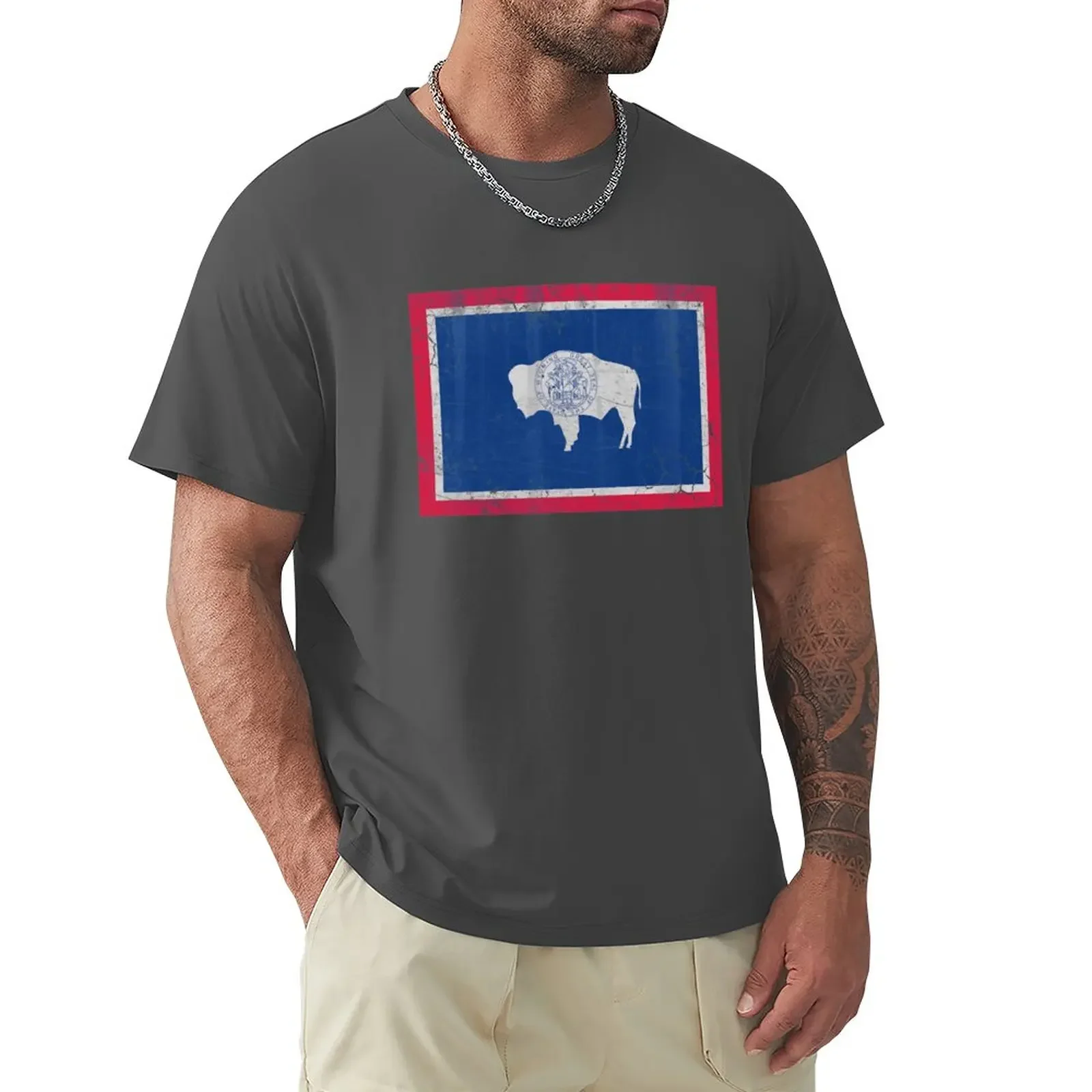 Vintage State Flag of Wyoming T-Shirt baggy shirts quick drying cute tops vintage clothes tshirts for men