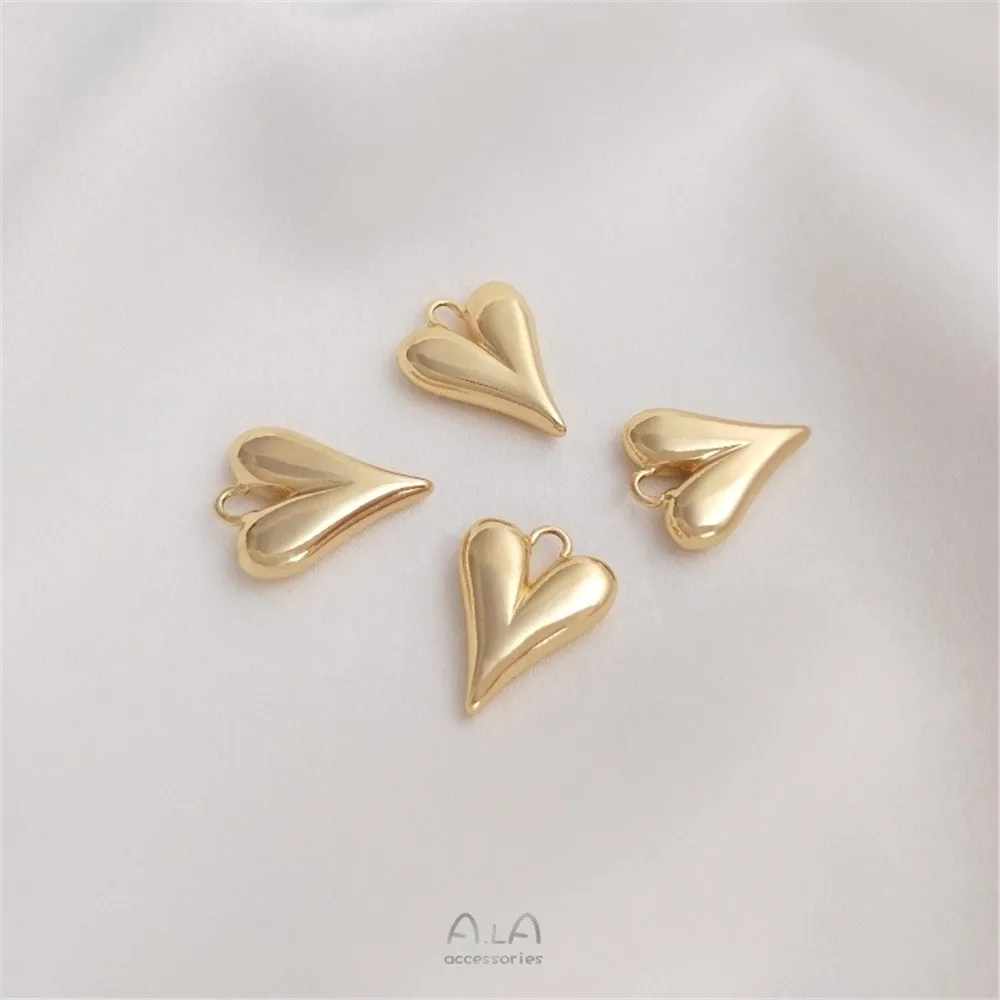 

Color Preservation 14K Real Gold New Peach Heart Pendant Love Small Pendant Handmade Diy Bracelet Necklace Clavicle Chain Pendan