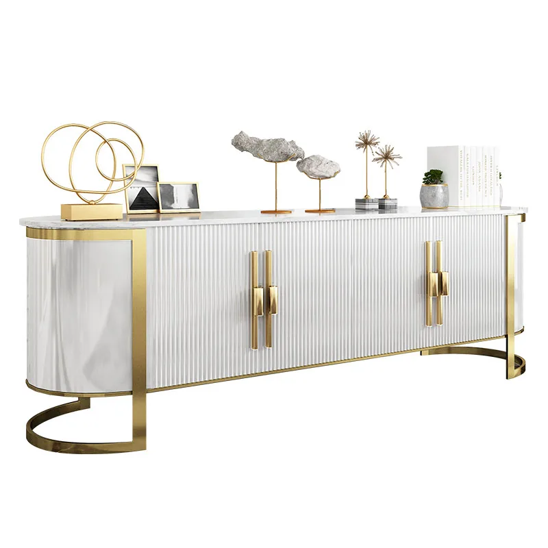 

TV cabinet coffee table combination American light luxury solid wood modern simple living room marble TV cabinet