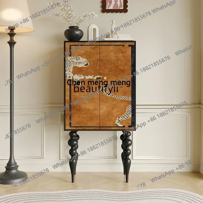DD  French art solid wood, living room storage locker, multi-functional integrated decorative cabinet, simple modern tall cabin