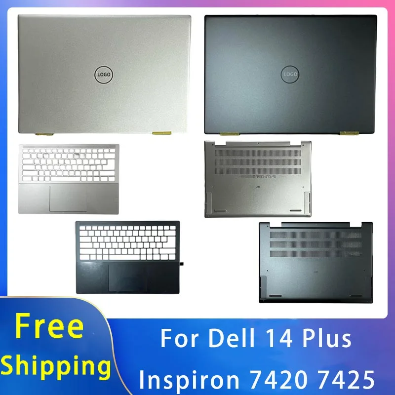 

New For Dell 14 Plus Inspiron 7420 7425 ;Replacemen Laptop Accessories Lcd Back Cover/Palmrest/Bottom With LOGO Silvery Blue