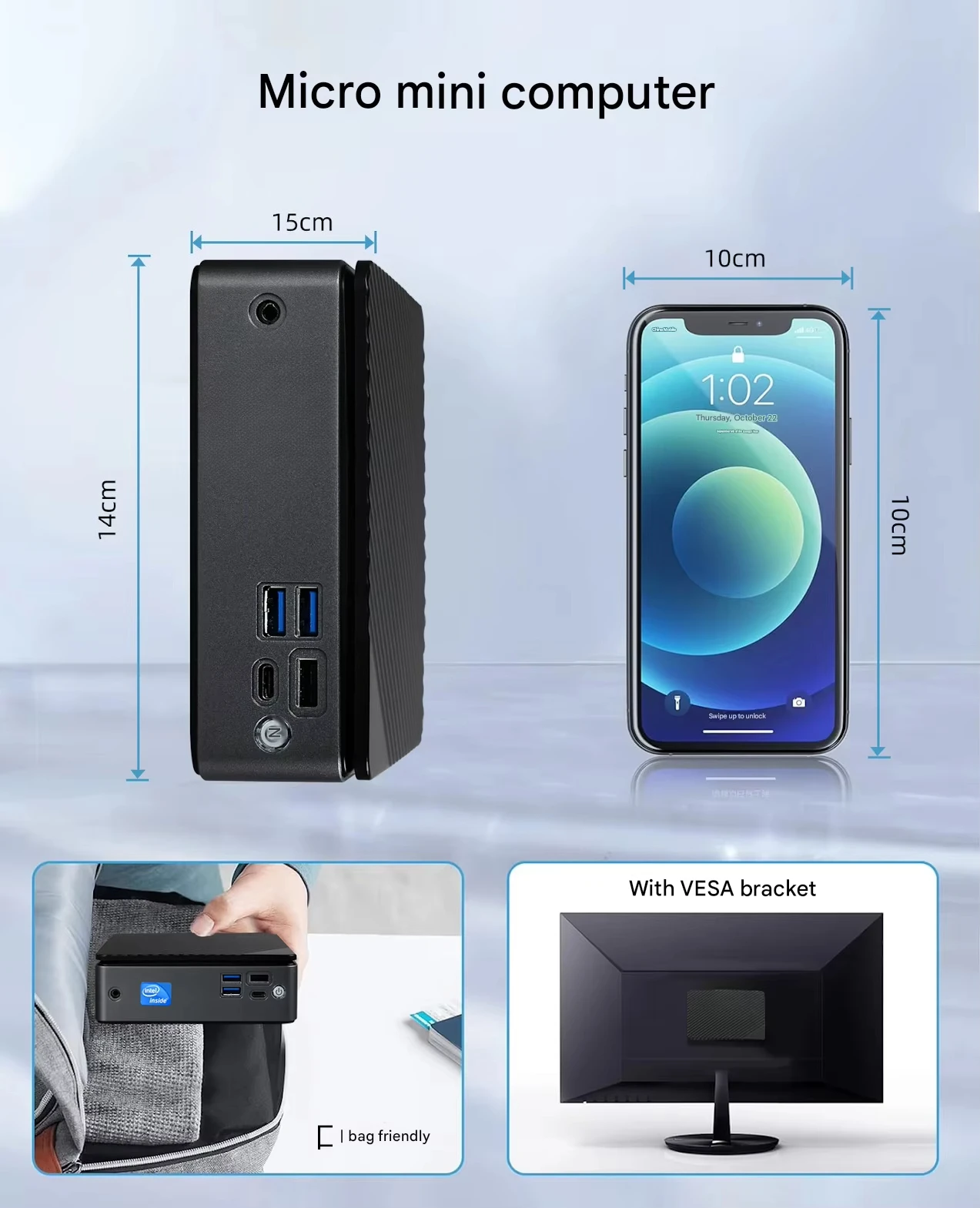 كمبيوتر مكتبي صغير N100 للألعاب 4K Ultra HD USB3.2 DDR4 32GB RAM GDDR4 8GB ذاكرة فيديو 2.5G LAN I7 N150 Mini Pc #3