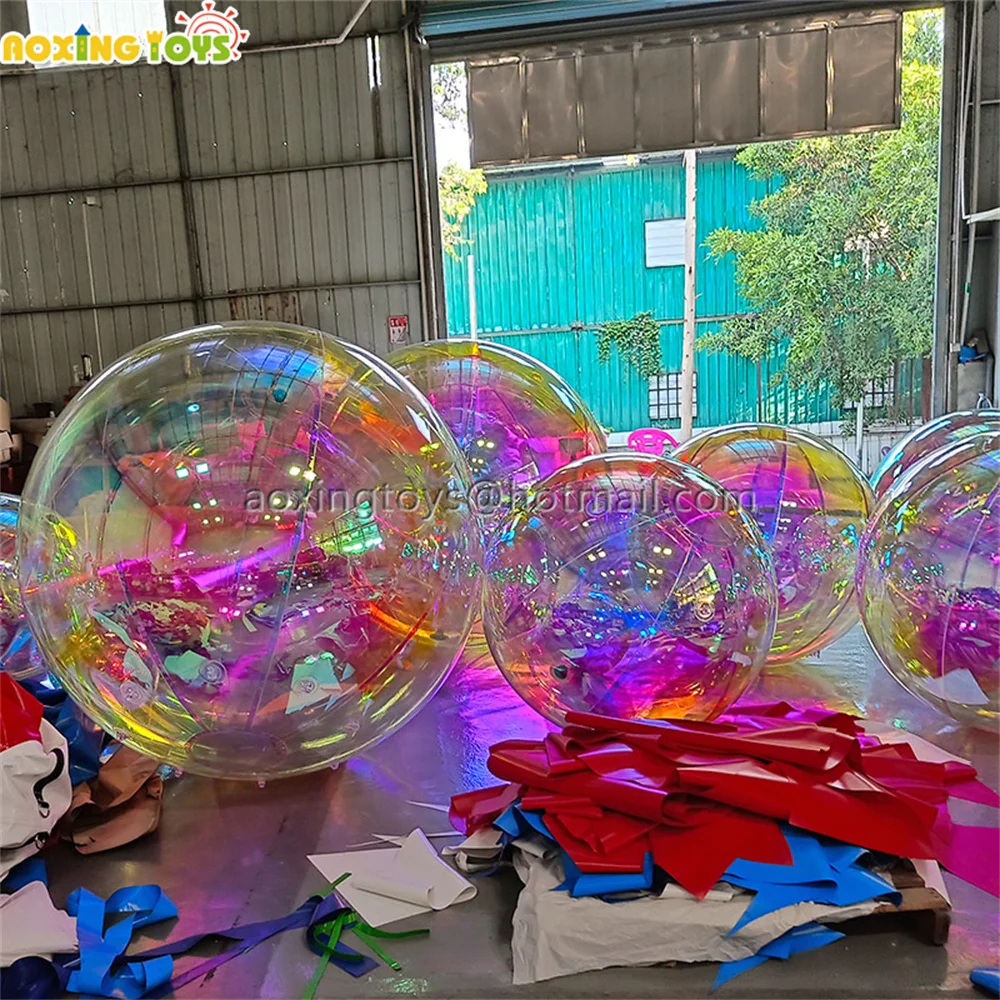 Commercial Advertisement Decoration Rainbow Inflatable Mirror Ball Hanging Balloon For Wedding Stage Show Party Bar Restaurant