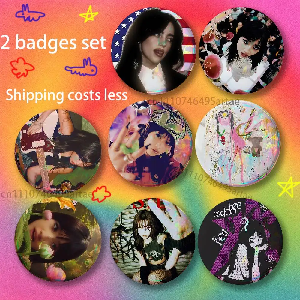 Brooches for Backpack Accessories 25,32,44,58,75mm B-Beabadoobee-S Beatopia Round Enamel Pins 2-piece set Cartoon Anime Badge