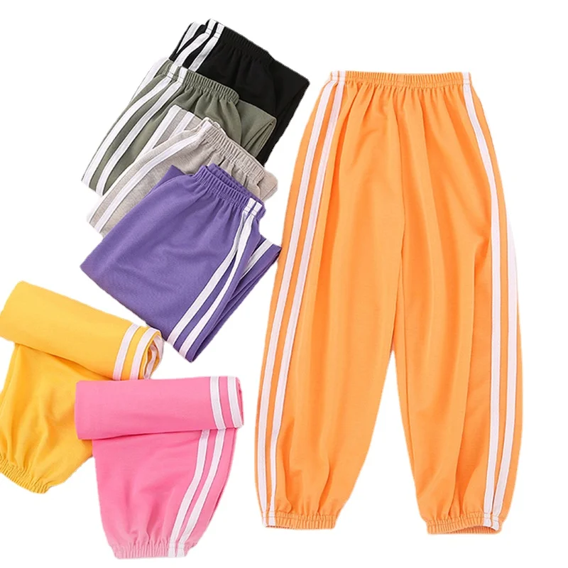 Kids Pants Summer Thin  Clothing Boy Girls Casual Anti-Mosquito Pants Children's Candy Coloured Loungewear