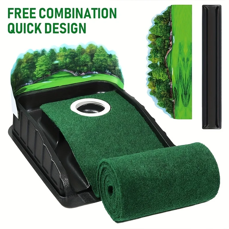 Play golf-alfombrilla de Putting para interiores con retorno automático de bolas y Colector de Bolas, guías de alineación de Putter a 3, 5 y 7 pies, para exteriores