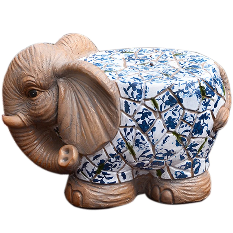

Blue and white elephant pier courtyard garden animal decoration decorations Flower pot base balcony