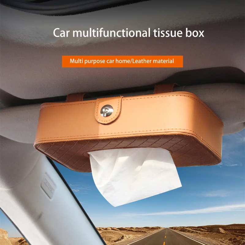 

Автомобильный чехол для салфеток, многофункциональный кожаный черный, бежевый, коричневый, солнцезащитный козырек, спинка сиденья, универсальные коробки для салфеток, автомобильные аксессуары