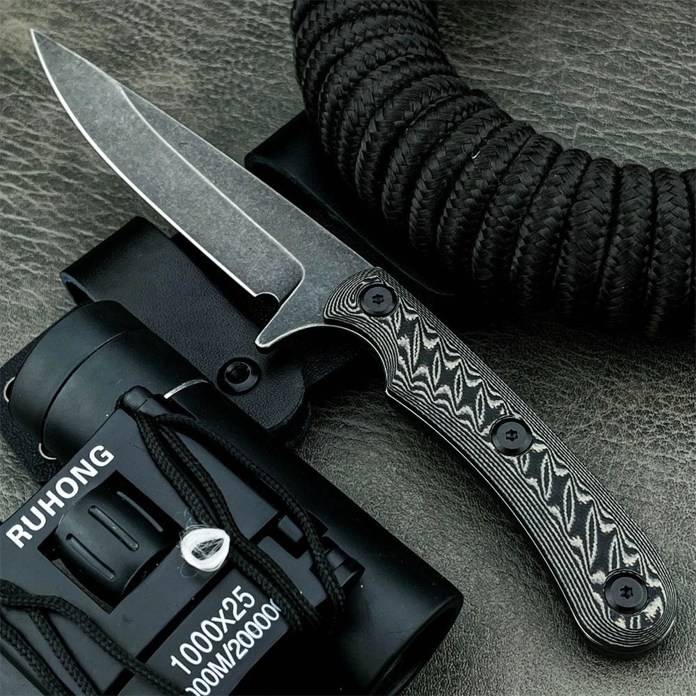 

Tactical Survival Fixed Blade Knife High Hardness 7Cr13Mov Blade G10 Handle Outdoor Camping Hunting Fishing EDC Tool with Sheath